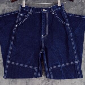 J. Galt Jeans Womens Small Blue Carpenter Utility Straight Leg Contrast Stitch